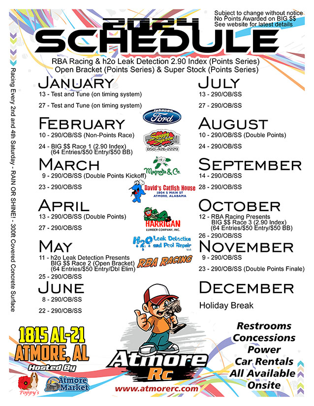 2024 Schedule Atmore RC